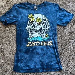 Santa Cruz Skateboards Blue Tie-Dye Skull Tee